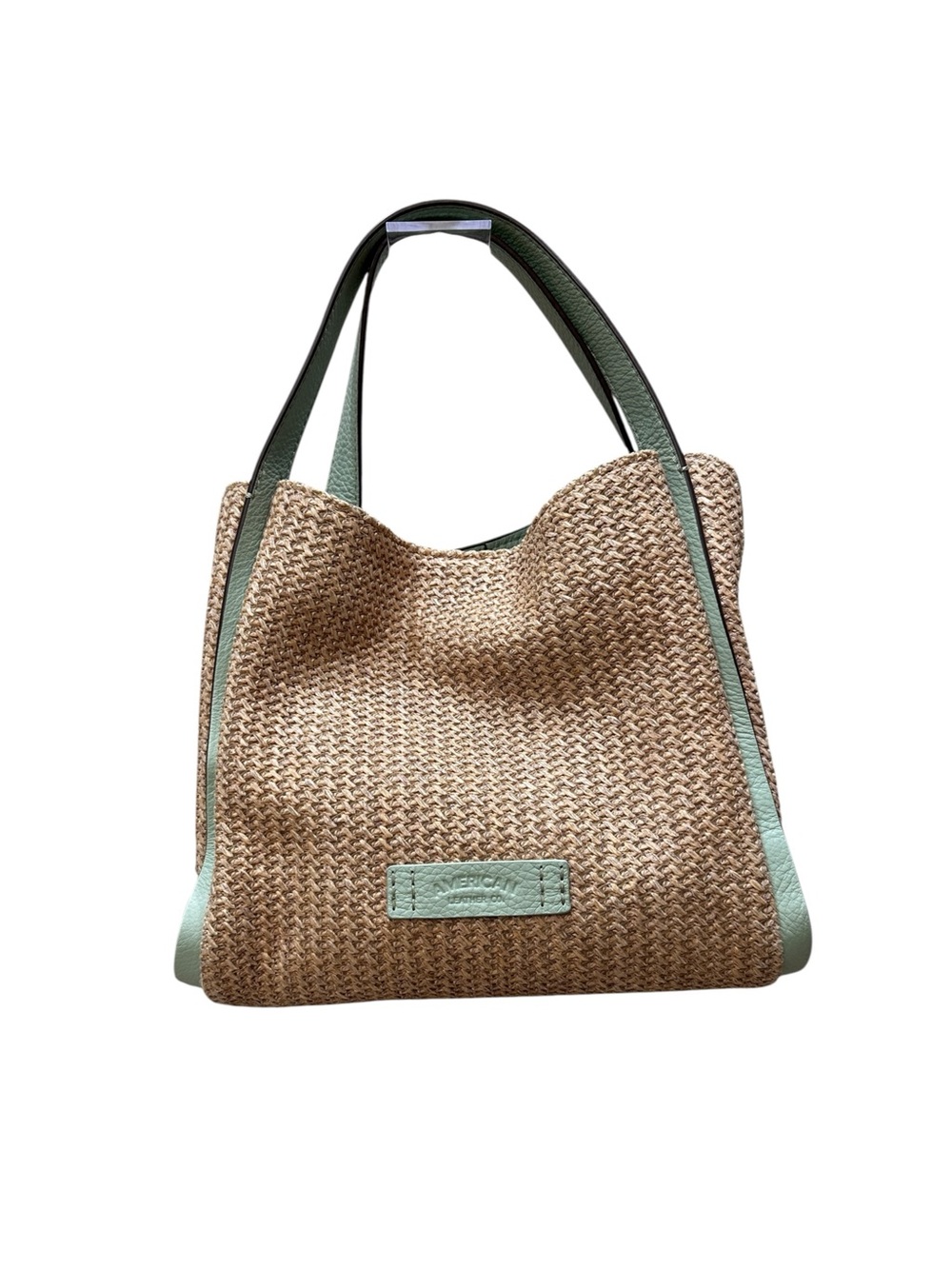 American Leather Co. Auburn Convertible
Crossbody Bag Woven Raffia Teal Beige